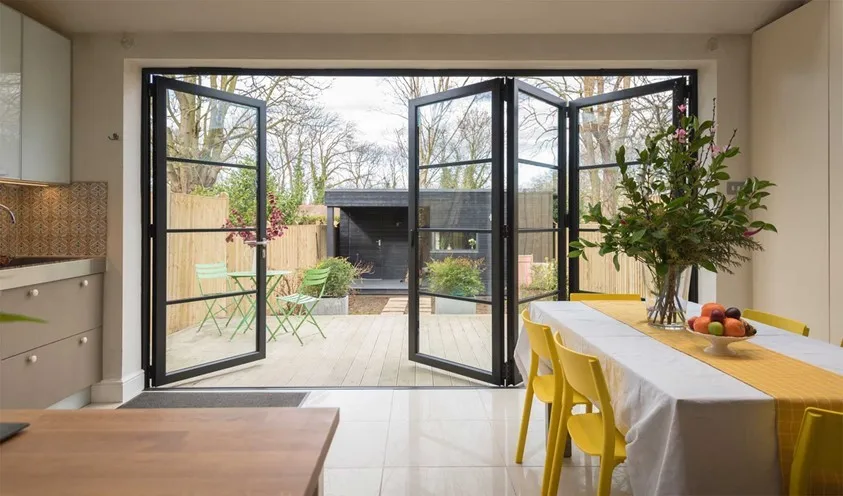 DN Folding Door For Rooms Double Glazing Modern Aluminium Doors For House Energy Efficiency Home Decoration
