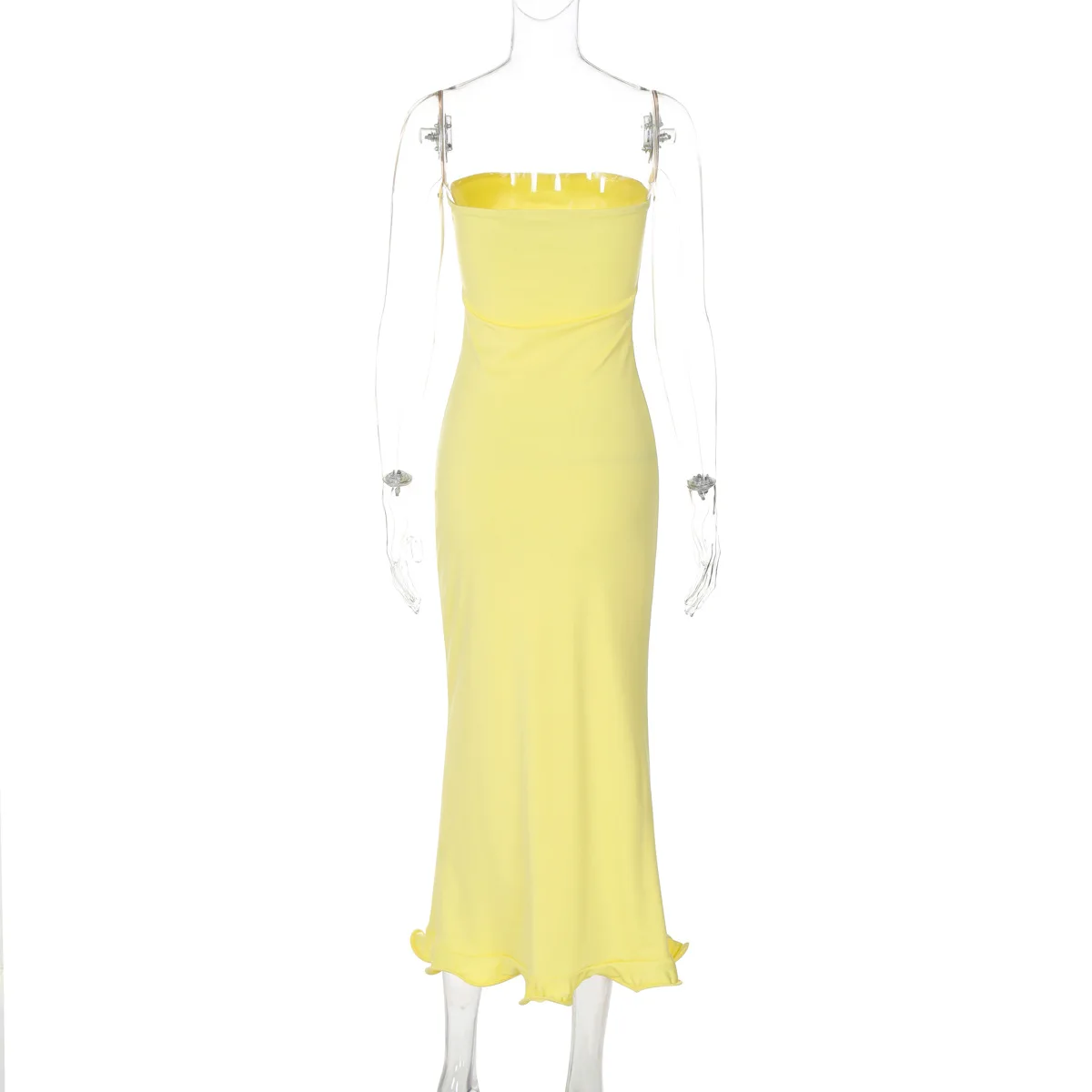 Sexy Slim Long Dress For Women Ruffled Splice Dress Backless Long Sleeve Contrast Color Autumn Fashion Gown Dresses Lady