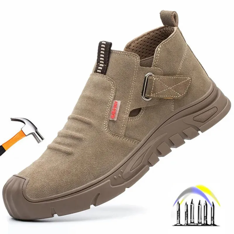 

insulated work boots Anti-smash Anti-puncture Safety Shoes Men Steel Toe Boots Scald Proof Welding Boots Indestructible Shoes