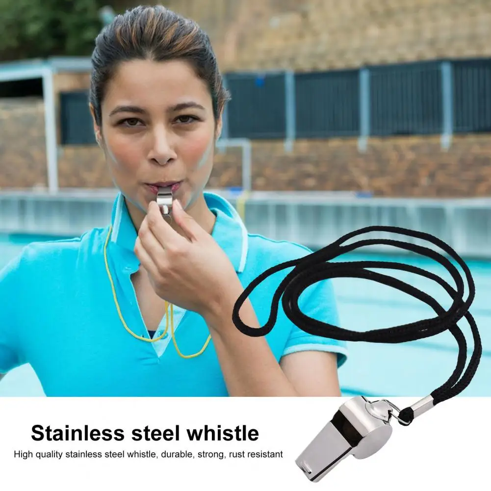 High-frequency Whistle Super Loud Stainless Steel Referee Whistle with Lanyard Lightweight Anti-rust Sports Training for Outdoor