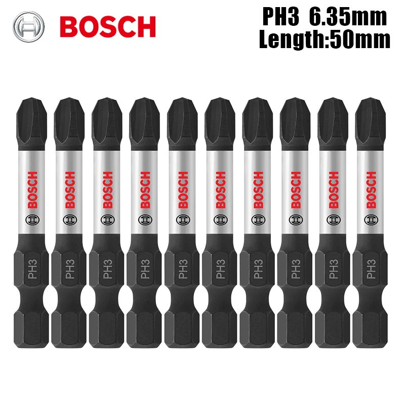 Bosch Original 3 Pieces Screwdriver Bit 50mm PH1 PH2 PH3 Impact High Robust Electric Drill Screwdriver Set for Bosch GO1 GO2