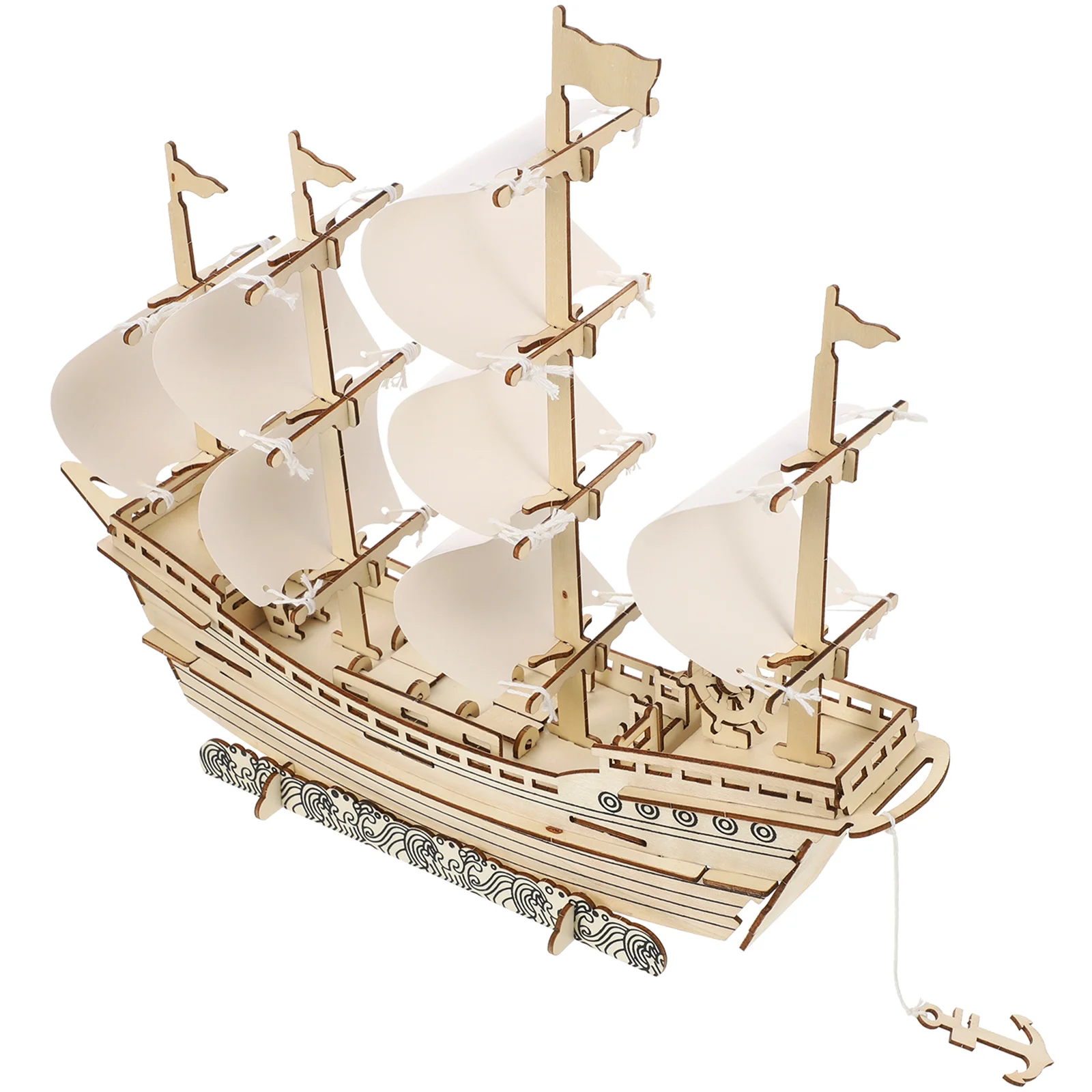 

3D Wooden Ship Jigsaw Toys DIY Sailboat Model Puzzles Assemble Toys Building Kits Sailing Ship Educational Toys For Children