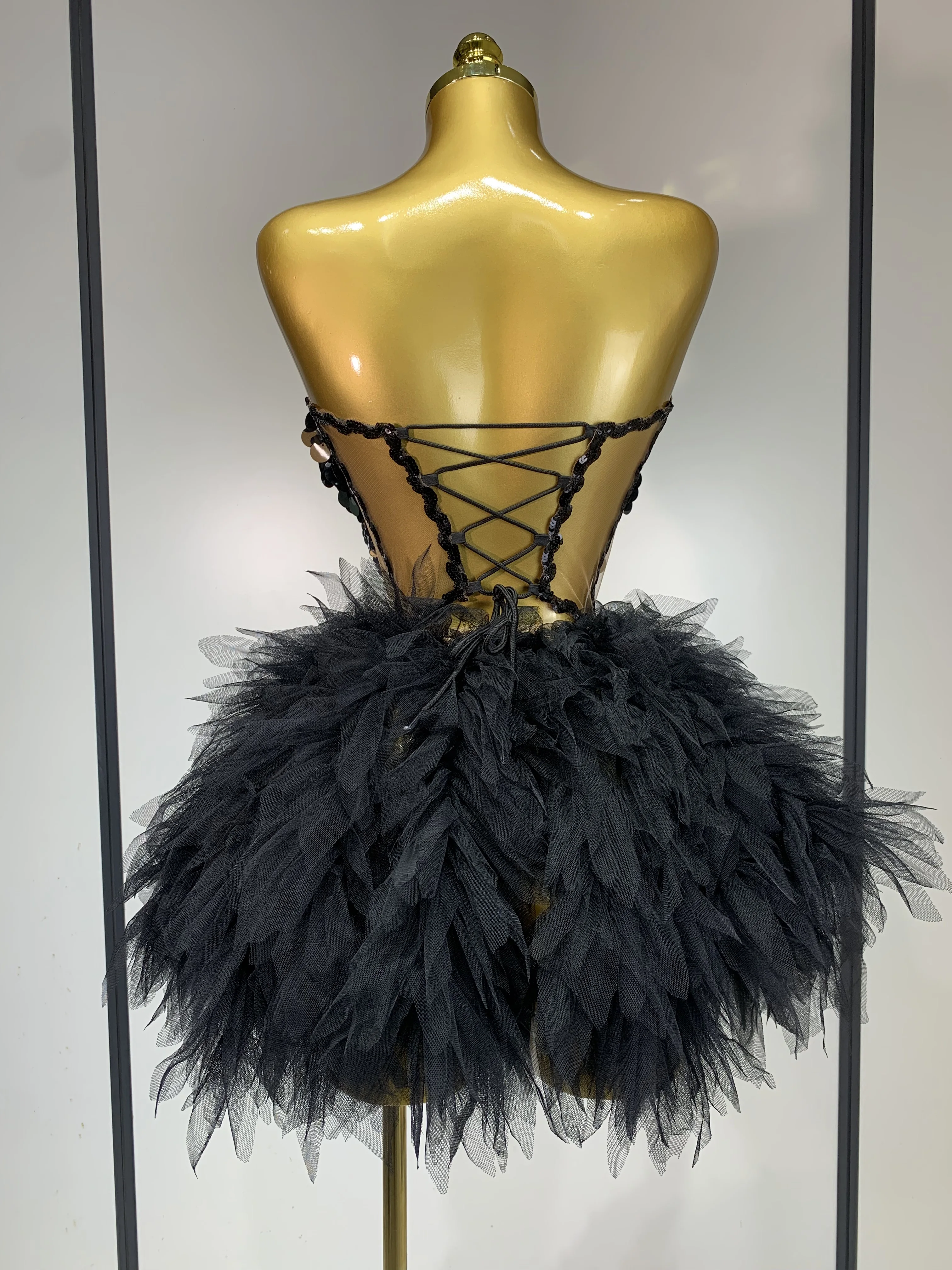 Sparkly Black Sequins Two Pieces Set for Women Party Evening Prom Celebrate Birthday Photo Shoot Dress Nightclub Dance Costume 4