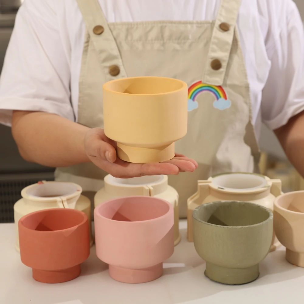Silicone Mold Wide and Narrow Cement Plant Pot Silicone Mold Minimalist Multi-function Garden Pots Mould for Concrete Home Decor