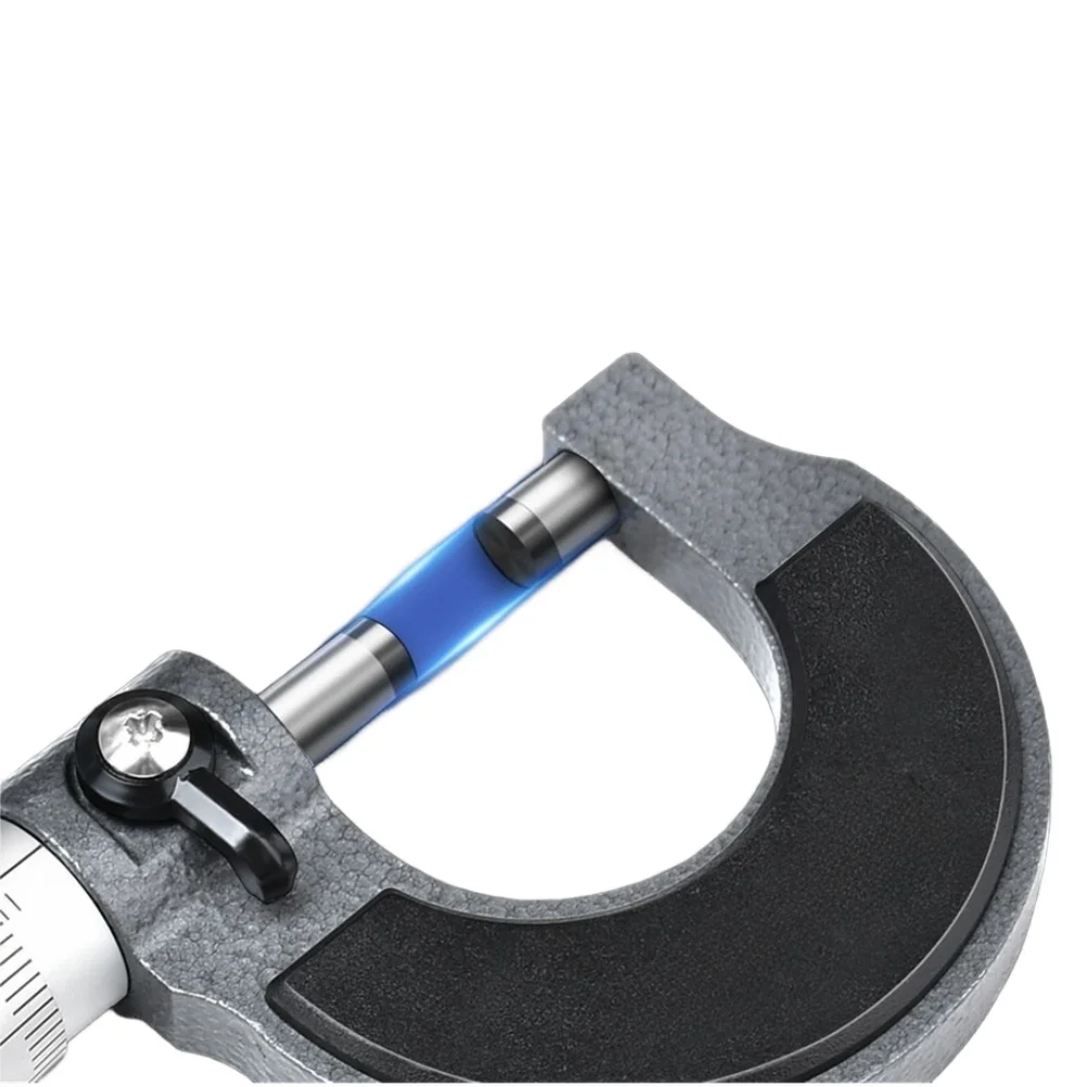 정밀 기계식 마이크로미터 0-100mm, 주철 본체, 래칫 스톱 및 보관함 포함, 작업장 치수 측정용