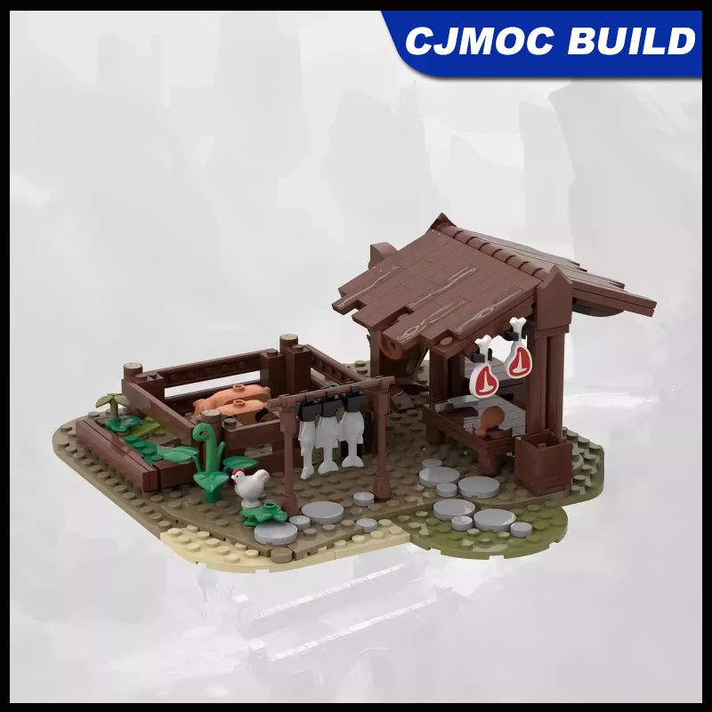 276pcs MOC 크리 에이 티브 정육점 마당 중세 모델 빌딩 블록 DIY 조립..