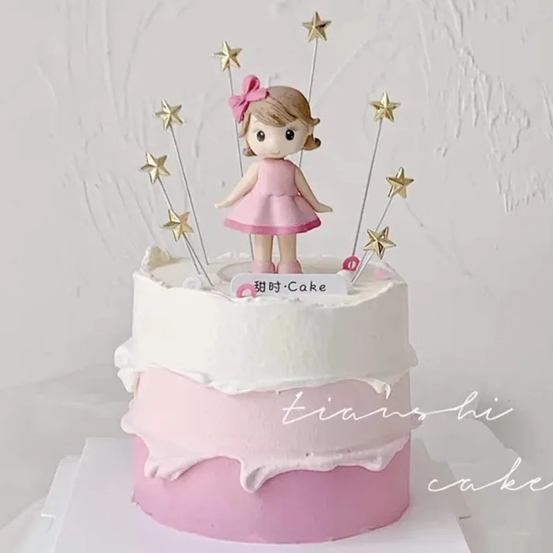 Kuchenaufsatz zum 1. Geburtstag für Prinzessinnen, schönes Mädchen mit Schleife und Sternen, für Babyparty, Kuchendekoration, Partyzubehör – Detail 4
