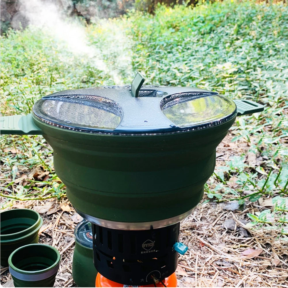 Collapsible Camping Pots Pans  Portable Folding Cookware Pots - Silicone  Folding - Aliexpress