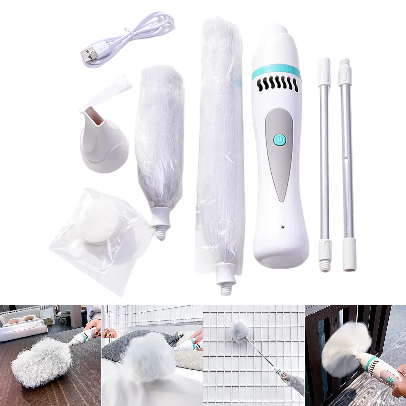 Electric rotary feather dust removal cleaning brush multifunctional handle  vacuum cleaner house furniture shutter cleaning tool