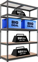 5-layer heavy-duty metal shelf, adjustable width size, suitable for warehouse, garage, 47.7 "wide x 18.2" deep x 71.3 "high 1