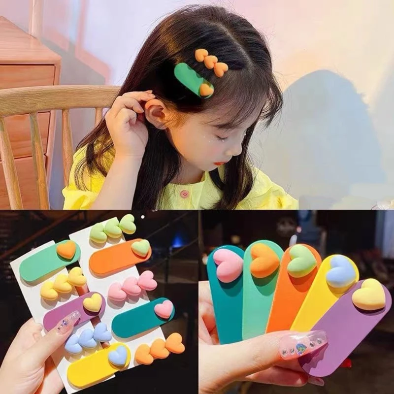 

Hair Clips for Toddler Girls 2Pcs Girls Hair Clips Cute Candy Color Cartoon Hair Pins Heart/Star Shaped Barrettes Clip