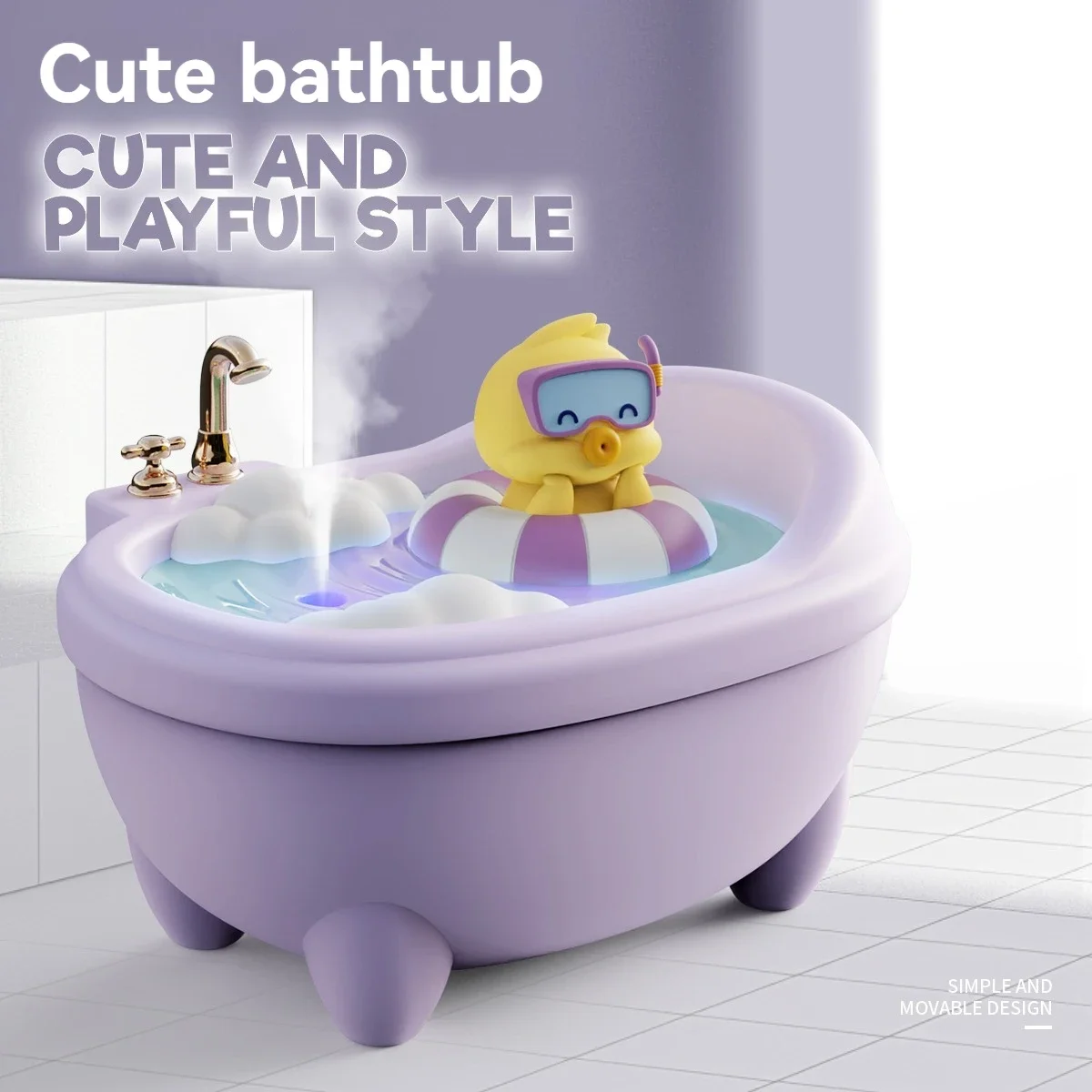 Cute bathtub humidifier seven-color ambient light atomized portable humidifier car hydrator desktop spray humidifier Diffusers 3