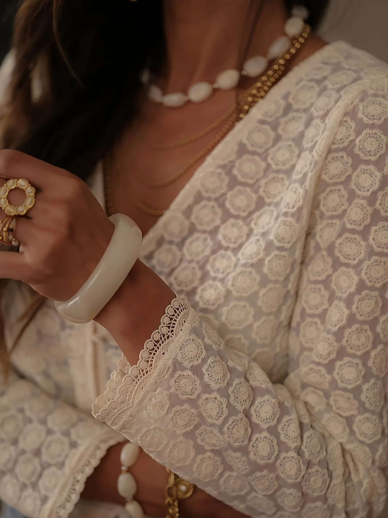 Spring and Autumn New Fashion Women's Cardigan Single Breasted Mesh Long Sleeve Lace Shirt Elegant Slim Short V-Neck Blouse