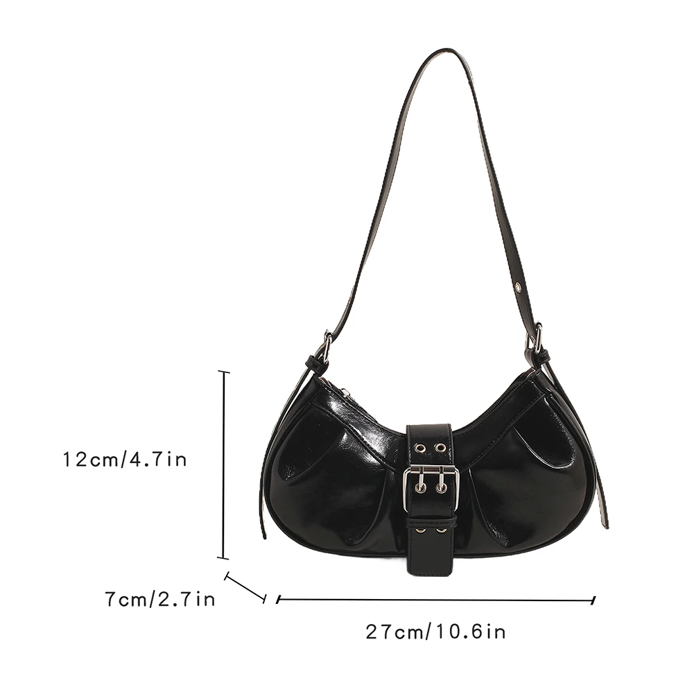 PU Leather Clutch Purse Y2K for Women Crossbody Bag with Adjustable Strap Hobo Bag Pleated Underarm Purse for Travel Commuting