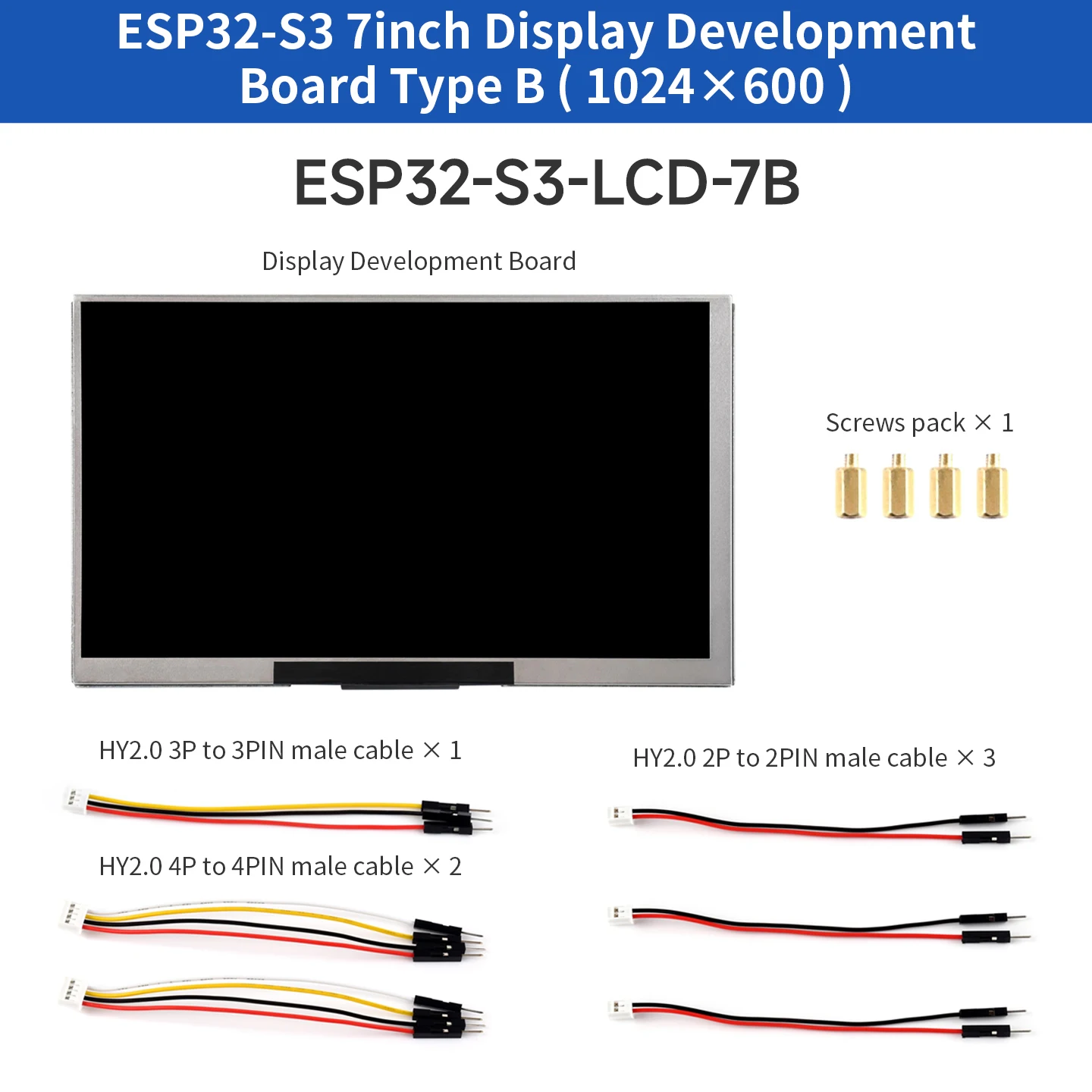 ESP32-S3 7 Inch 1024x600 IPS Screen Touch Display LX7 Dual-Core 16MB Flash WiFi