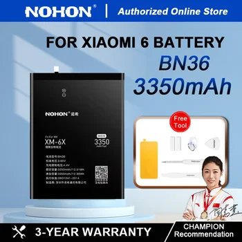 NOHON New Xiaomi Battery for BN36 BM39 High Capacity MI 6 Mi 6X MI A2 Replacement Battery for Xiaomi MI6 MI6X MI A2 Batetira