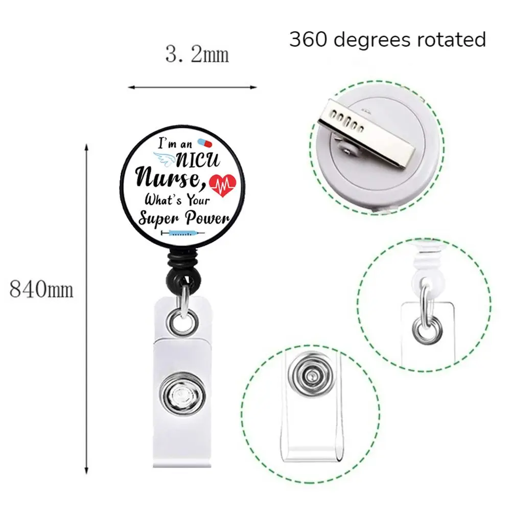 I Must Go, I'm on The Night Shift Retractable ID Badge Holder Badge Reel  with Clip Name Card Holder, Perfect for Office Workers, Doctors, Nurses