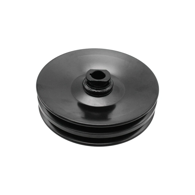 Black Double Groove Power Steering Pump Pulley Key Way Accessory For GM SBC BBC Chevy 350 454