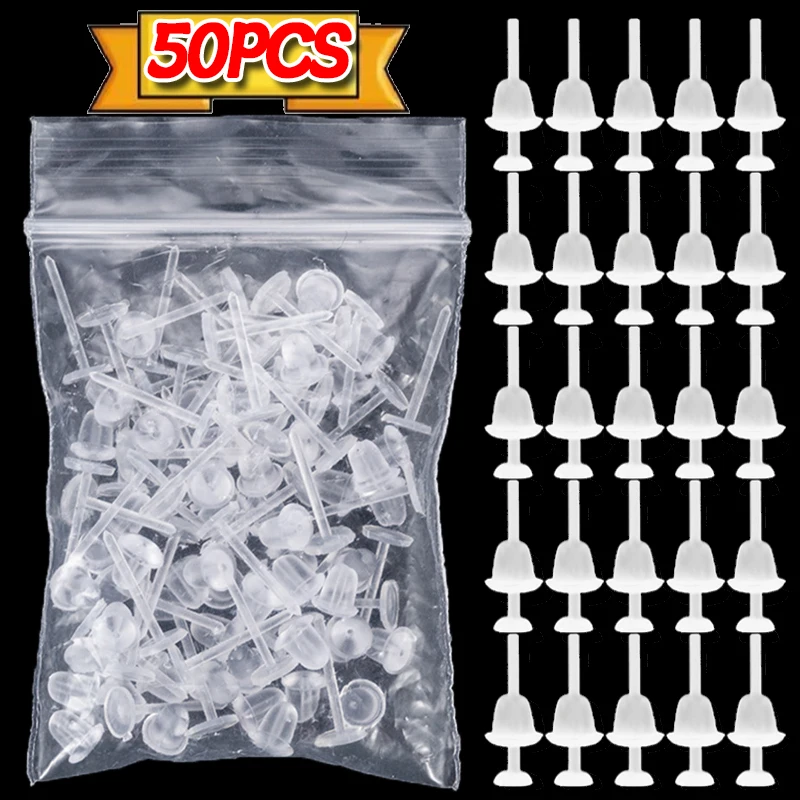 300PCS Transparente Ohrringe Kunststoff Ohrstöpfe für Frauen Männer Anti-Allergie Unsichtbarer Ohrring für Ohrloch Blockade Schmuck Makes – Detail 5