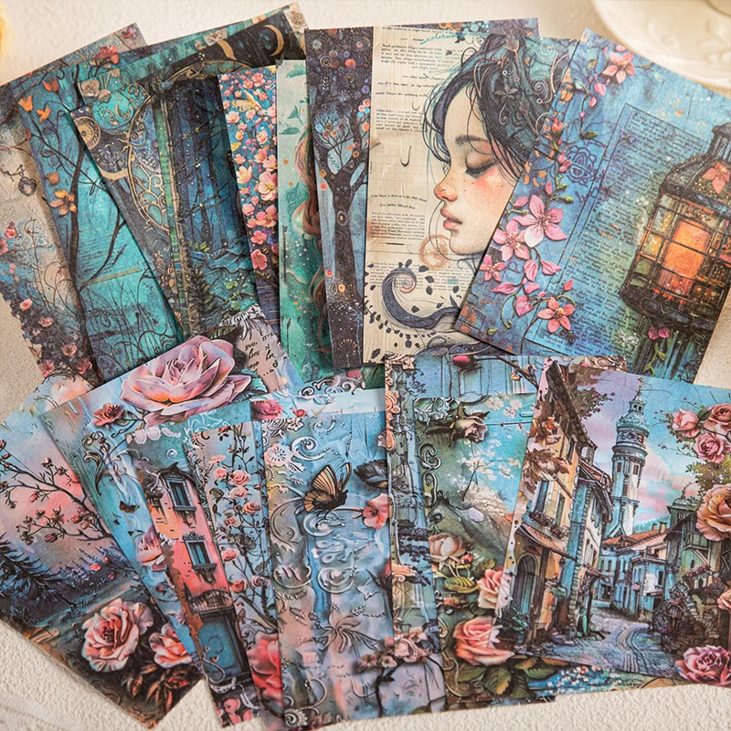 30pcs Large size Vintage Girl Flower Decor Scrapbook Material Paper DIY Scrapbooking Decor Junk Journal Planner Art paper