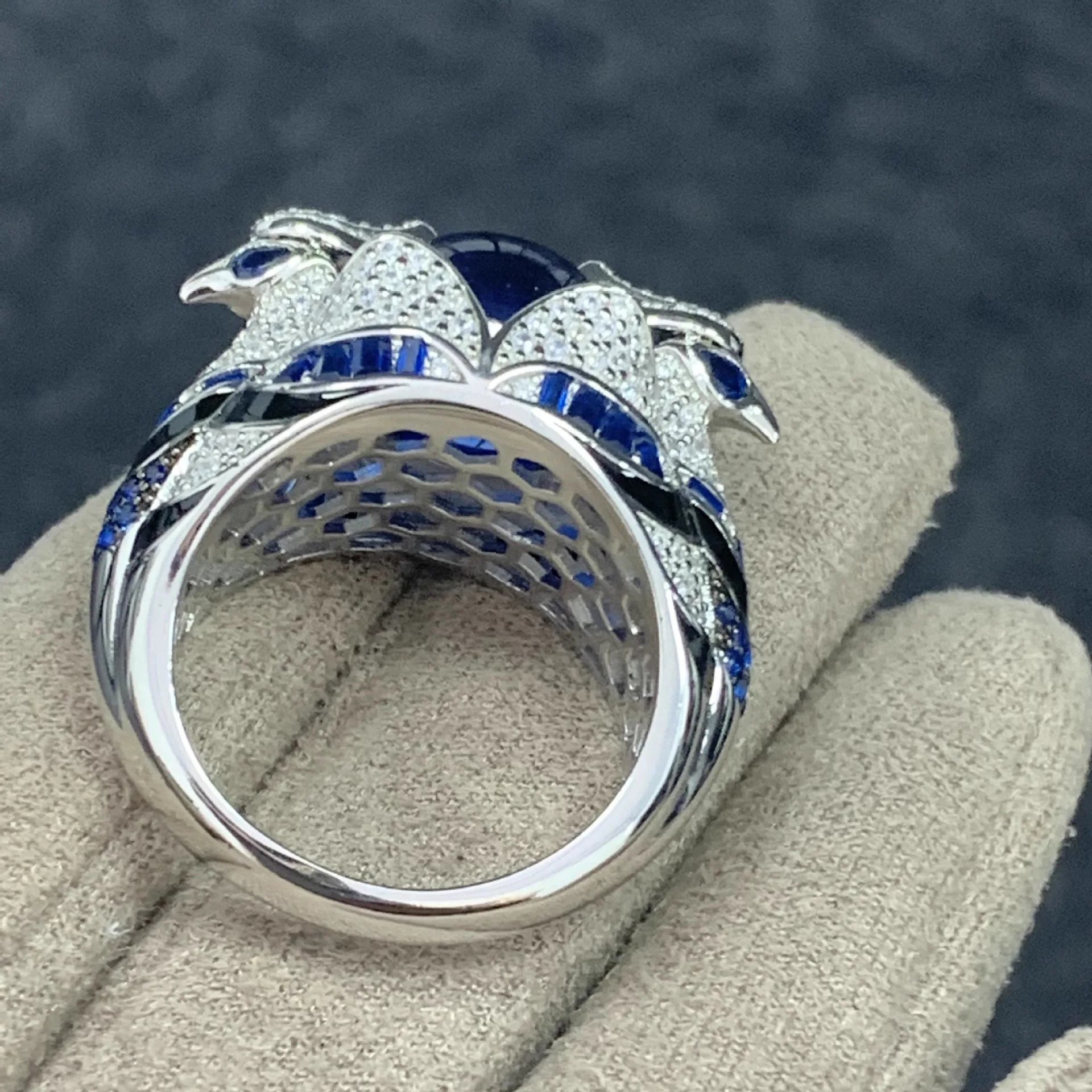 Anello a forma di uccello con aquila in argento Sterling 925 di