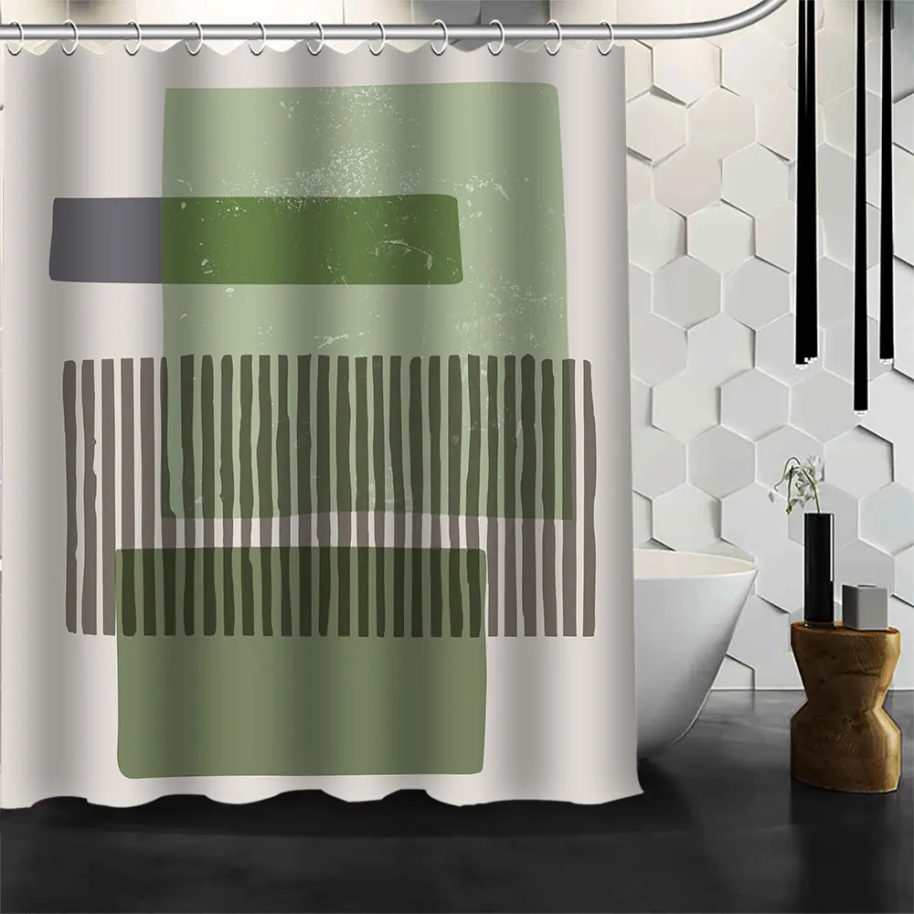 Custom Forest Green Shower Curtains Hooks Bathroom Waterproof Bath Room Home Decor Decoration 3D