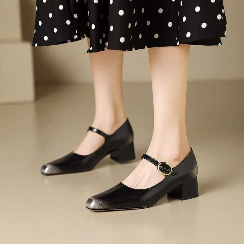 

Phoentin Luxury Woman Evening Shoes Gradient 2024 Spring Trends Real Leather Cross Strap Middle Heels For Ladies FT3096