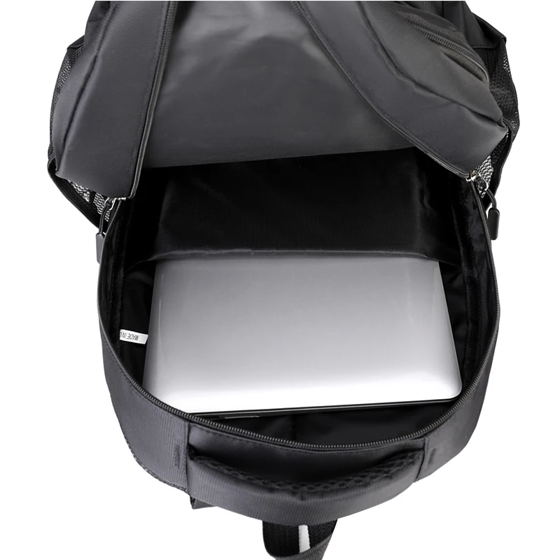 Business travel backpack, equipped with adjustable shoulder straps, multiple compartments, and polyester lining, laptop backpack