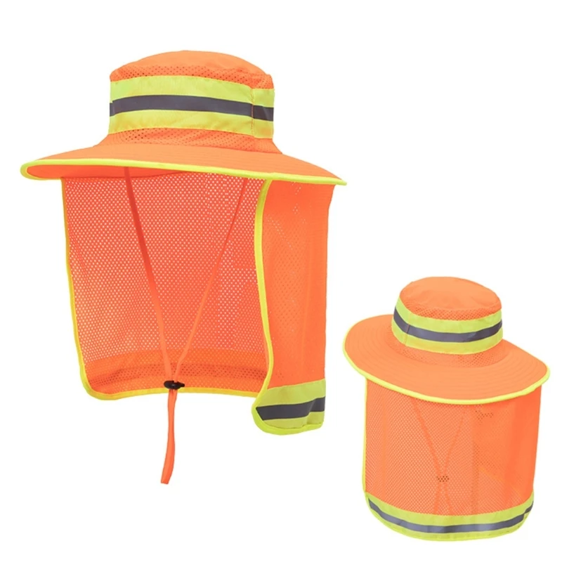 

High Visibility Bucket Hat With Neck Flap Large Reflective Safety Hat Cooling Ranger Hat Reflective Bucket