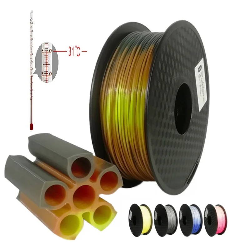 Temperature-Activated Color-Changing PLA 3D Printer Filament - 1.75mm, Multiple Colors