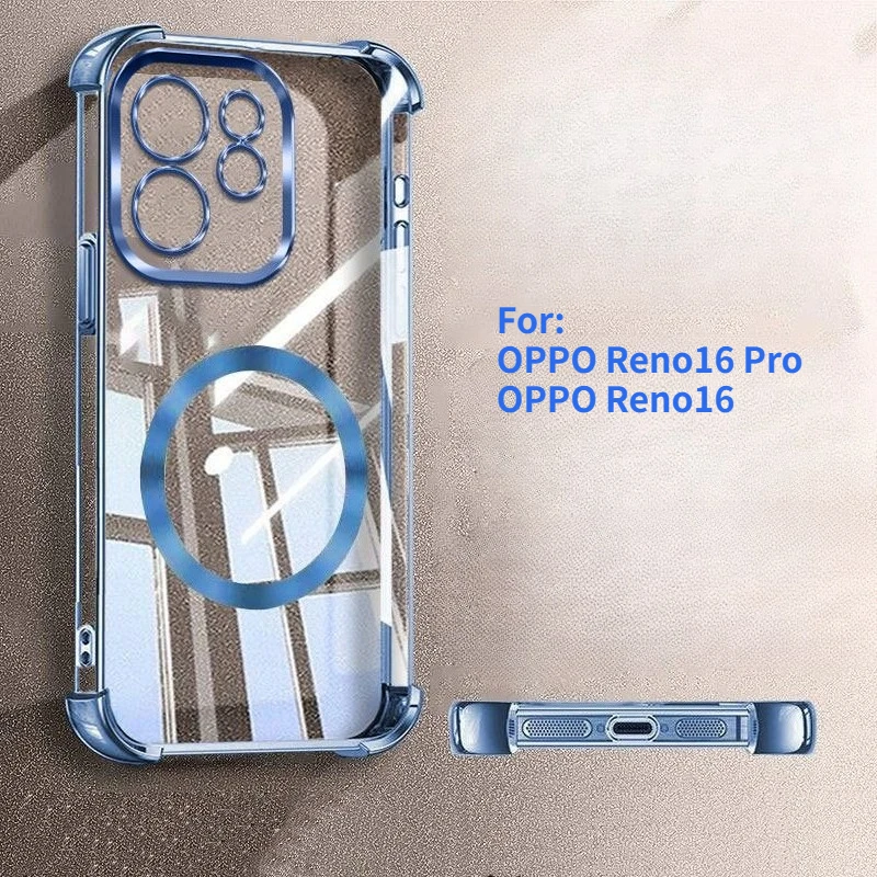 OPPO Reno Protective Magnetic Ring Case with Anti-Drop TPU and Lens Film - CD Pattern Design