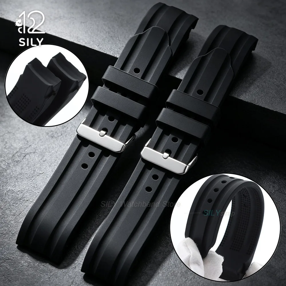 Curved End Silicone Watch Strap - Universal Waterproof Sport Wristband