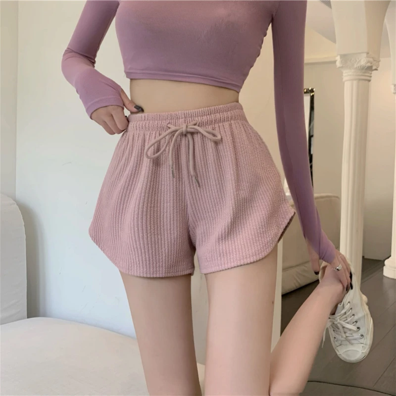 Women Sports Shorts Drawstring Fitness Running Summer Thin Loose Wide Leg