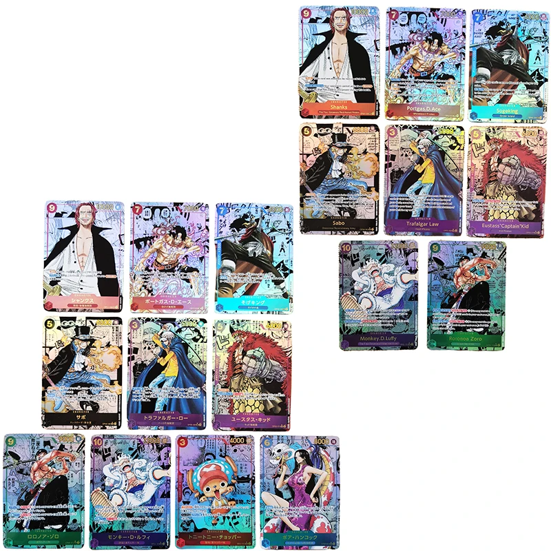 Anime One Piece Japanese English Version OPCG Comics Replica Zoro Ace Shanks Nika Luffy Kid Law Game Anime Collection Cards