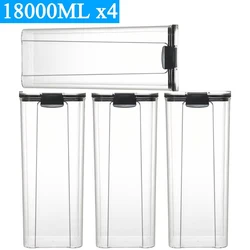Stackable Transparent PET Plastic Food Storage Containers Set (460-1800ML, 2-4 Pieces) - Kitchen Dry Goods and Noodles Sealed Organizer (1800MLx4)