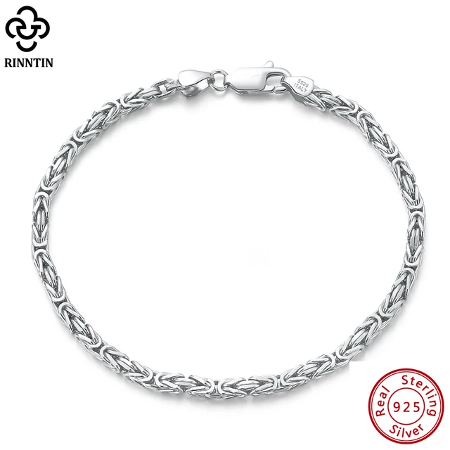 Italian Chain Bracelet Shiny 925 Sterling Silver Mixed Link Design Length  18.75cm - Silver Jewellery Boutique