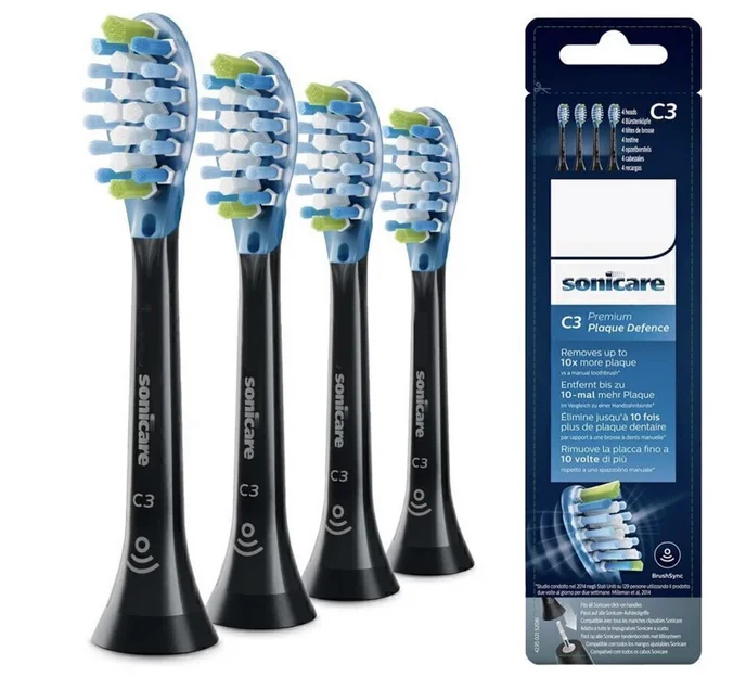 For Philips Sonicare C3 4 Pack Replacement Toothbrush Heads Plaque Defence Toothbrush Brush Head White Or Black 4