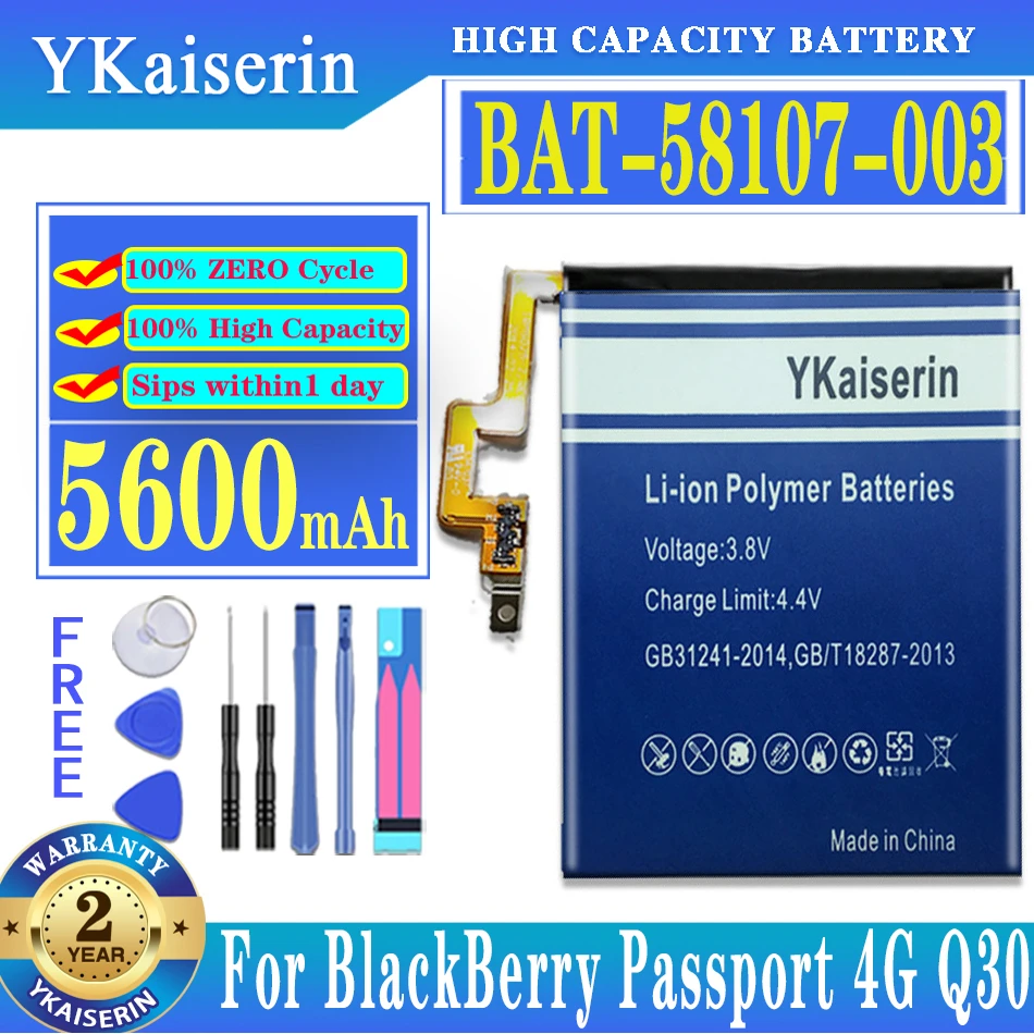 

YKaiserin 5600mAh BAT-58107-003 Battery For Blackberry Q30 Passport 4G SQW100-1 SQW100-3 Mobile Phone Batteria + Free Tools