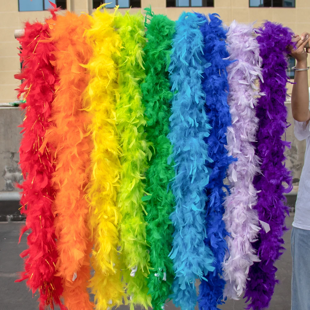 Description Picture 2 of item2 Yards Fluffy Turkey Feather Marabou Boa  38-40g Wedding Party Christmas Trees Decoration Shawl/Scarf Natural Plume Accessories