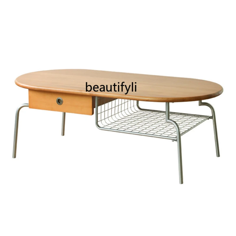 

Solid Wood Tea Table Living Room Home Nordic Simple round Log Tea Table