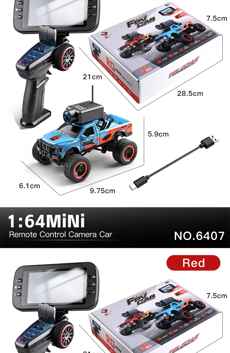 WLtoys 6407 6407-C 1/64 RC Kamera Auto 4x4 Off-Road Big-Wheel Climbing Crawler 2,4G Fernbedienung mit Display Fahrzeug – Detail 18