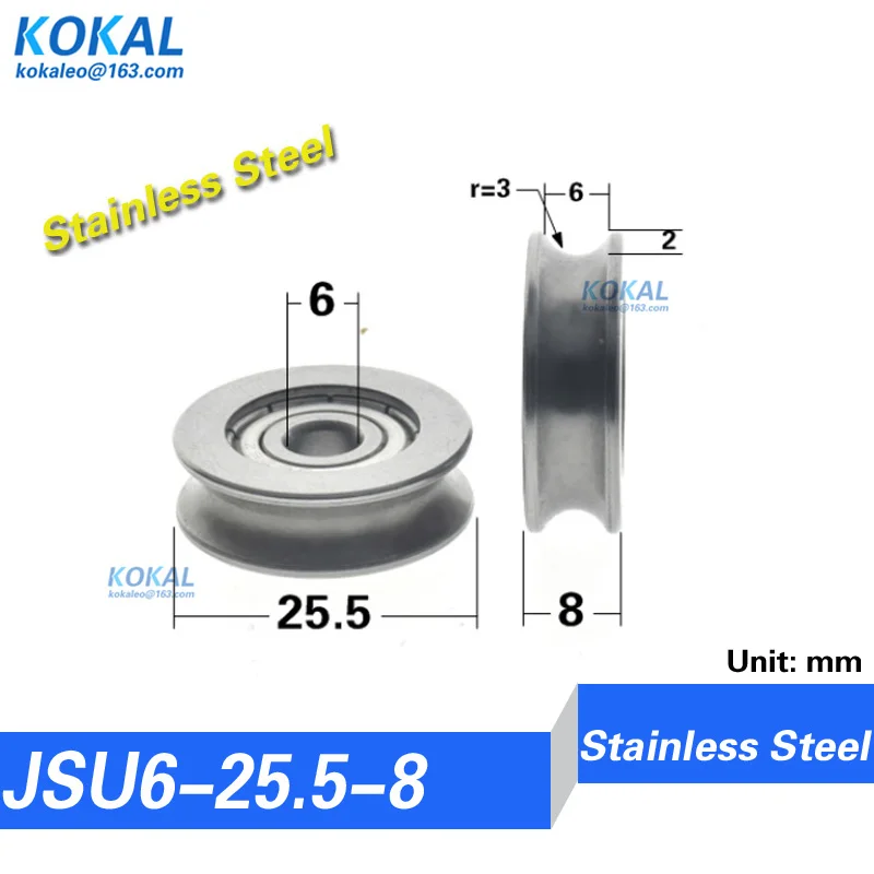 [JS06]1PC/lot High Loading NONSTANDARD 626zz U groove sliding Roller wheel for window roller 6*30*8 U type chrome steel bearing