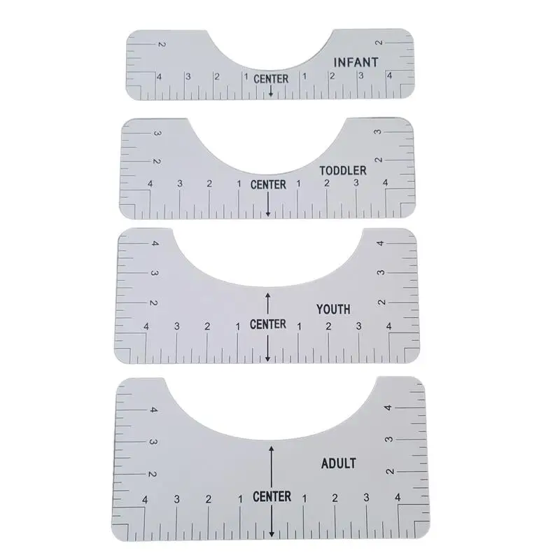 4Pcs/Set T-Shirt Alignment Ruler For Guiding Tshirt Measurement Ruler With  Size Chart DIY Drawing Template Craft Tool Drafting