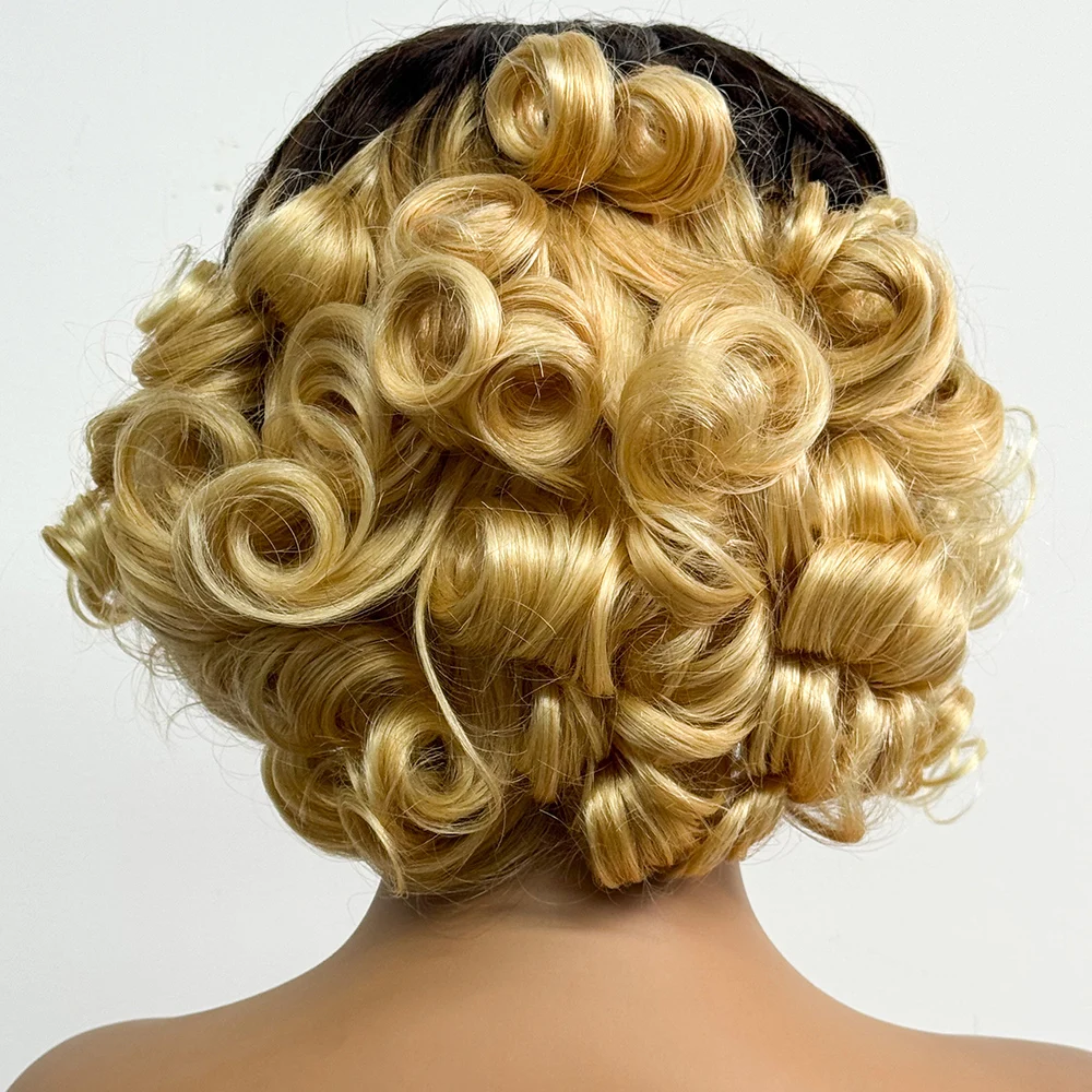 250% Density Short Bob Loose Curly Human Hair Wig 13X4 Transparent Lace Frontal Wig Curly Wavy Human Hair Wigs For Black Women