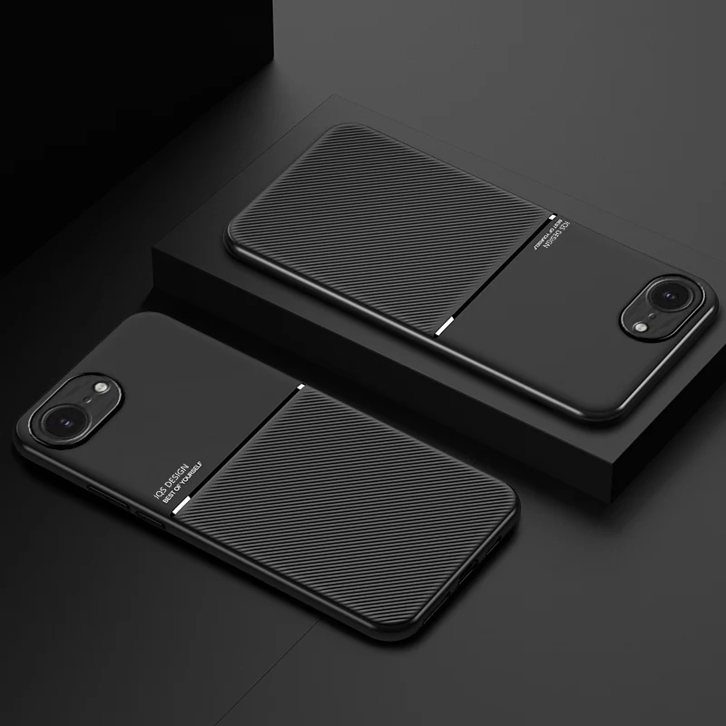 Magnetic Leather Plate Phone Case with Soft Silicone Back Cover
