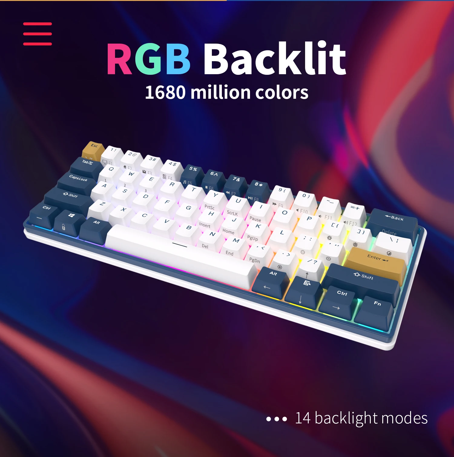 retroiluminado RGB, teclados mini gamer, hot-swappable, 61 teclas, 2.4G, RK61 Plus
