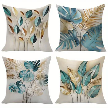 4-Piece Tropical Leaf Pillow Covers 1