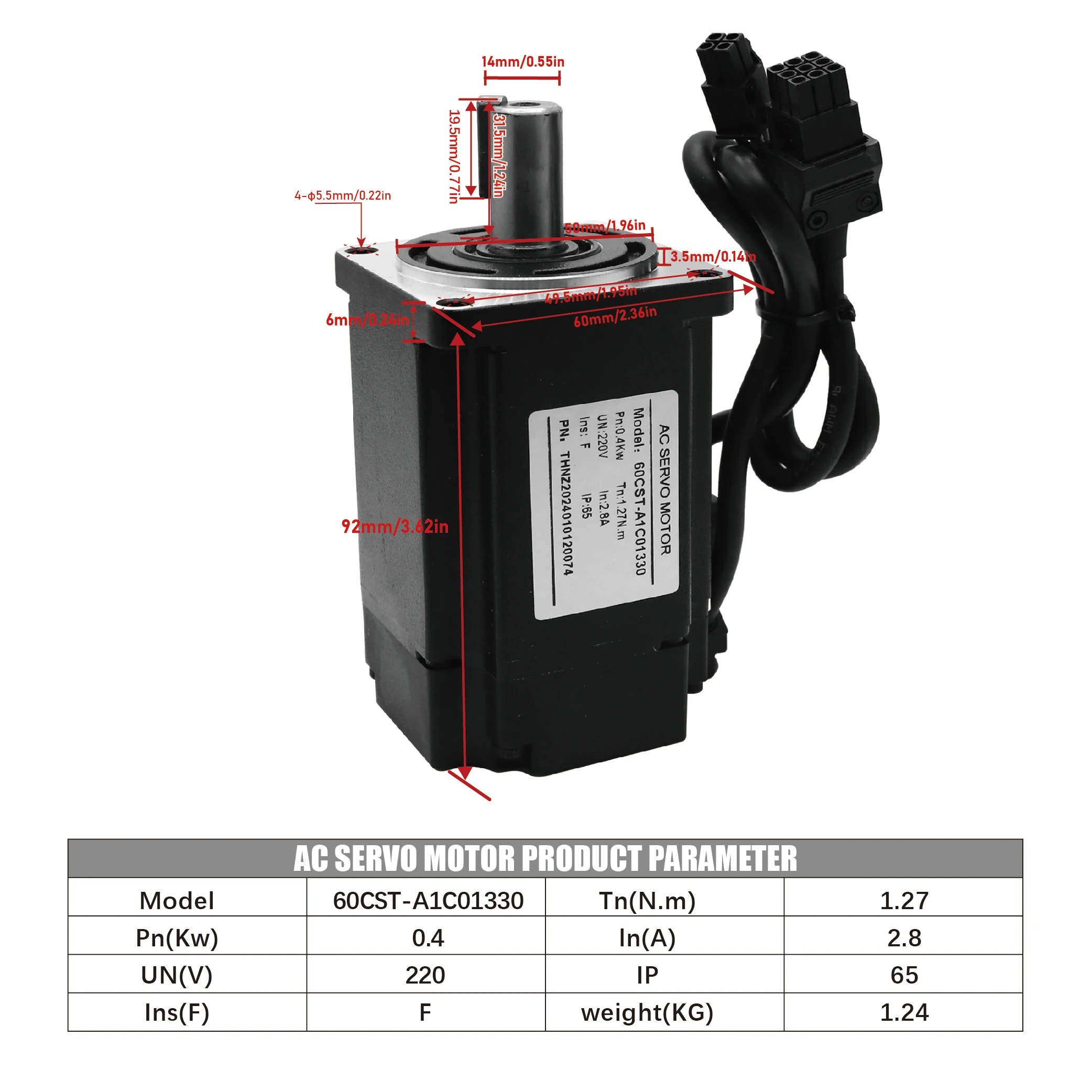 400W / 750W AC Servo Motor 3000RPM 1.3N 2.4N C30S RS485 Driver Kit 220V 3meters Cable Absolute Encoder For CNC Machine