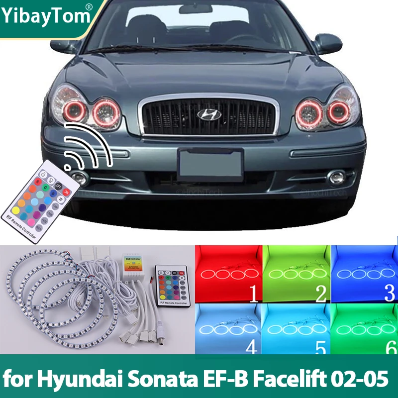 

multi-colored RGB RF Remote Control Halo Rings DRL LED Angel Eyes Kit For Hyundai Sonata EF-B Facelift 2002-2005 CAR Accessories