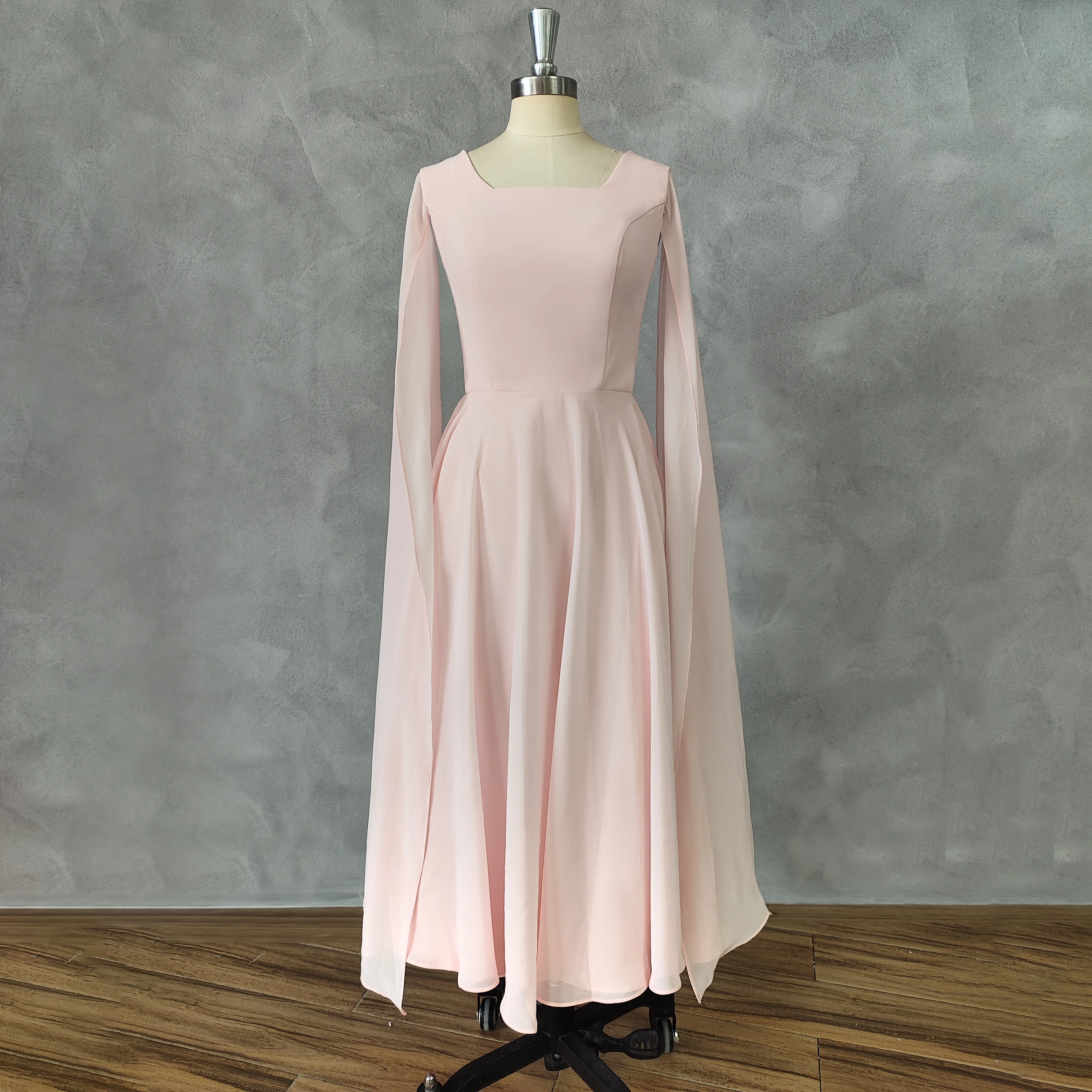 

Женское платье на выпускной DIDEYTTAWL, Простое розовое платье с длинными рукавами и О-образным вырезом, ТРАПЕЦИЕВИДНОЕ вечернее платье длиной до середины икры на молнии, 2023